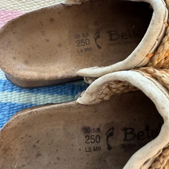 rare Birkenstock Betula Kenia woven slip-on clogs 39 8 raffia - Picture 4 of 5